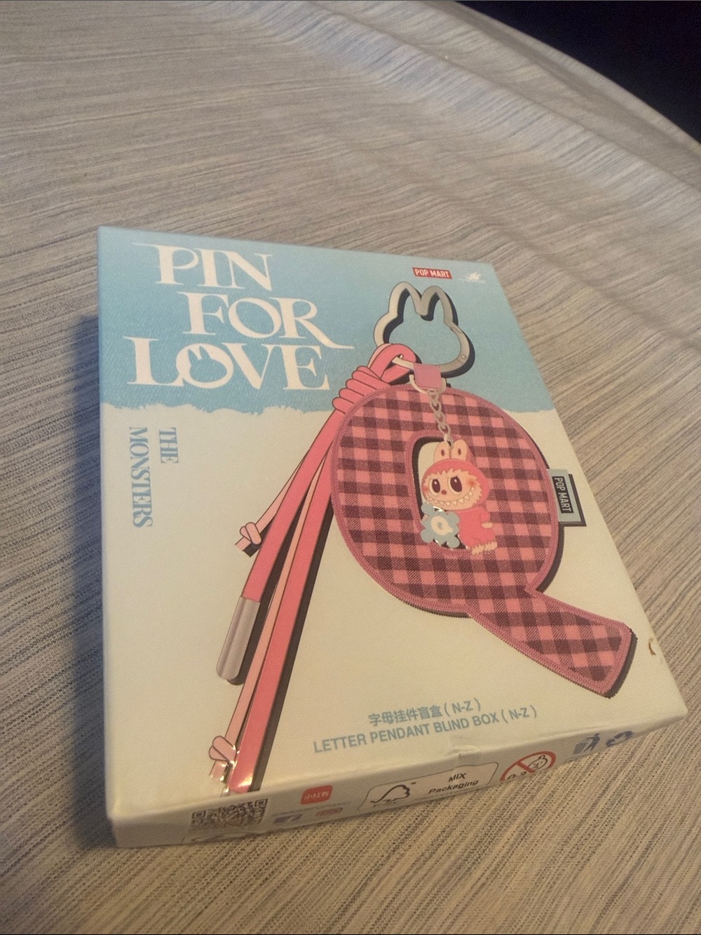 Pink Plaid Letter Pendant Keychain U
